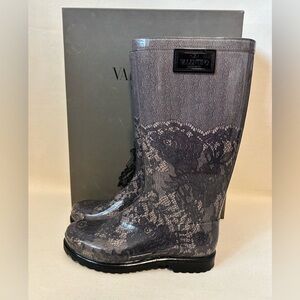 Valentino Rain Boots size 10 us and size 41. Lace Printed. Offers are welcome!